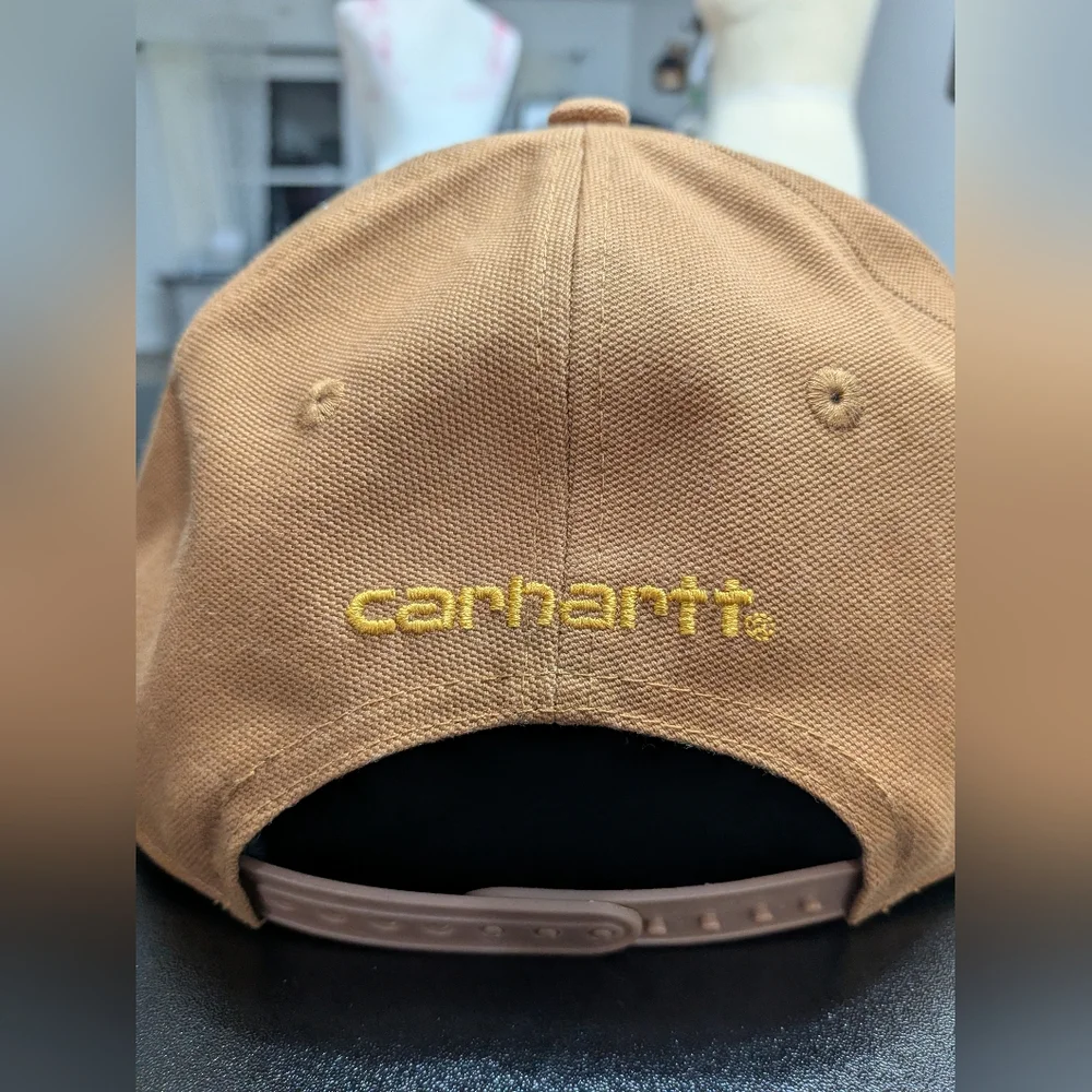 Carhartt Ashland Brown Duck Canvas Hat Snapback Flat Brim Workwear Outdoor Cap